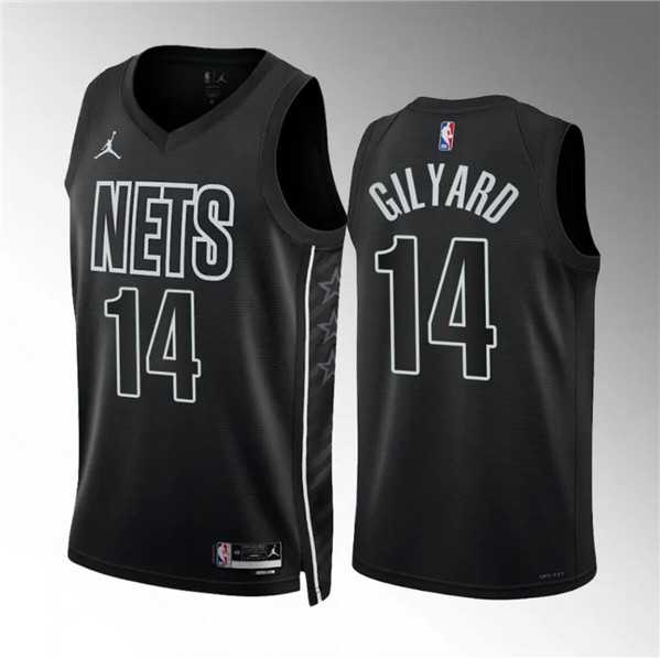 Men%27s Brooklyn Nets #14 Jacob Gilyard Black Draft Statement Edition Stitched Basketball Jersey Dzhi->brooklyn nets->NBA Jersey